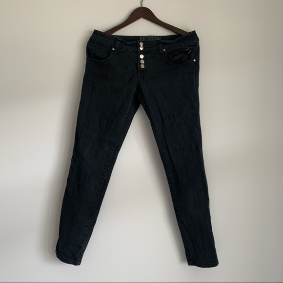 Tripp NYC Black Button Fly Straight Leg Denim Jeans 9 - Picture 1 of 5